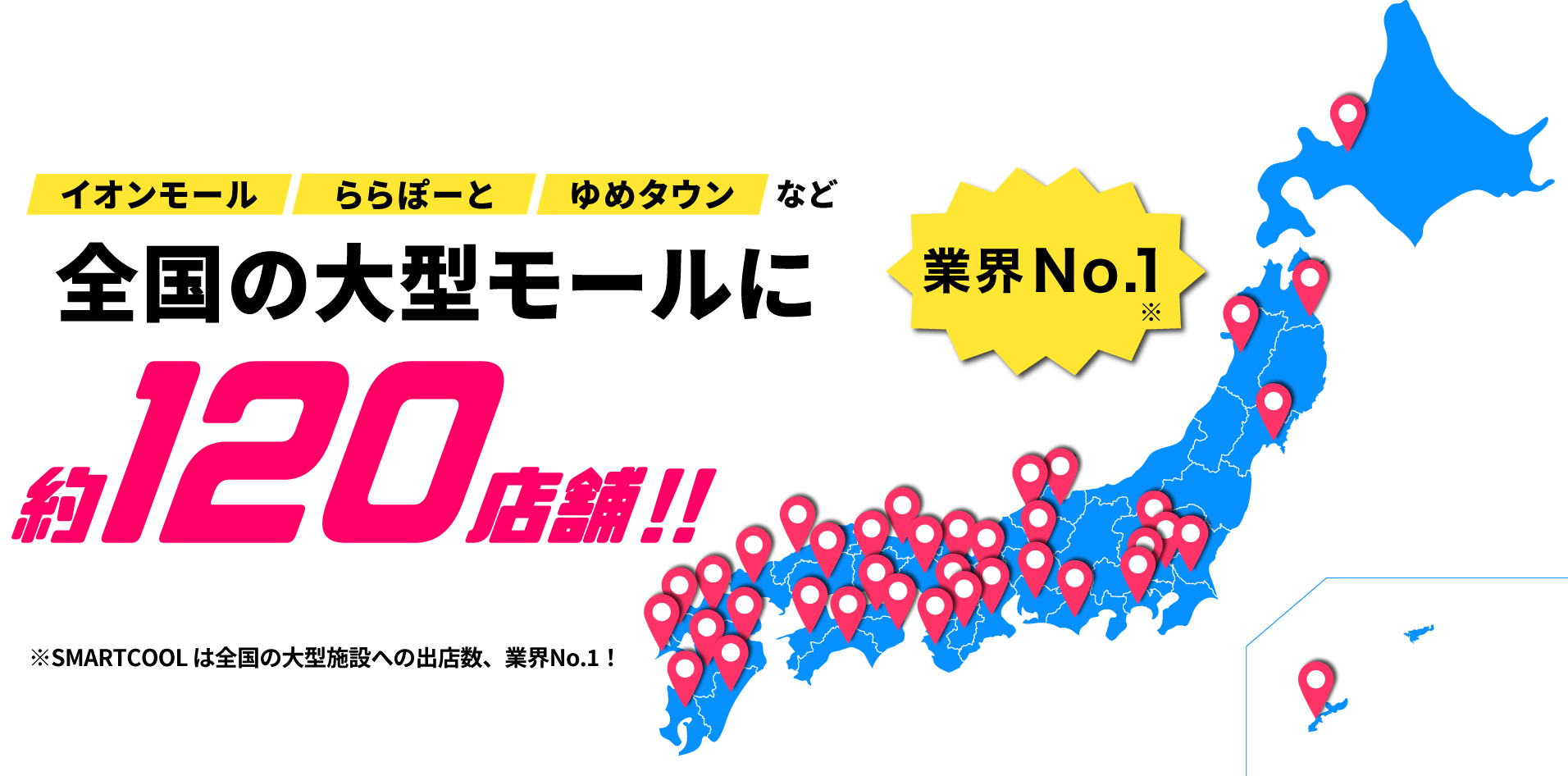 全国の大型モールに約120店舗出店